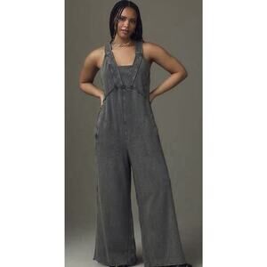 Daily Practice by Anthropologie Palmra Organic Cotton Wide Leg Pant Jumpsuit M